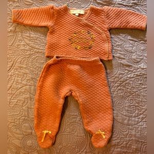 Catherine Malandrino Baby 3-6 months shirt and footie pants winter set